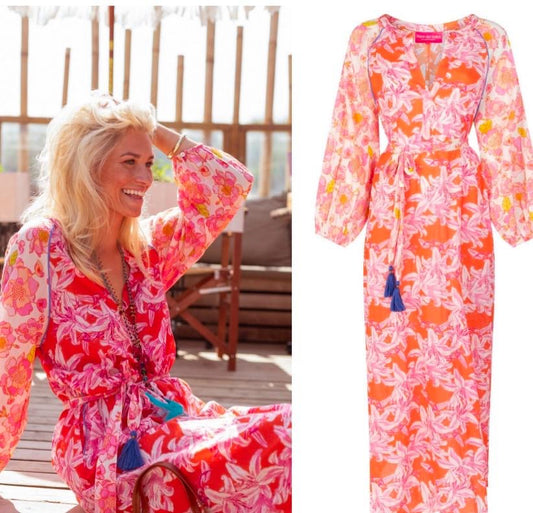 White Pink Rosa Flower Dress