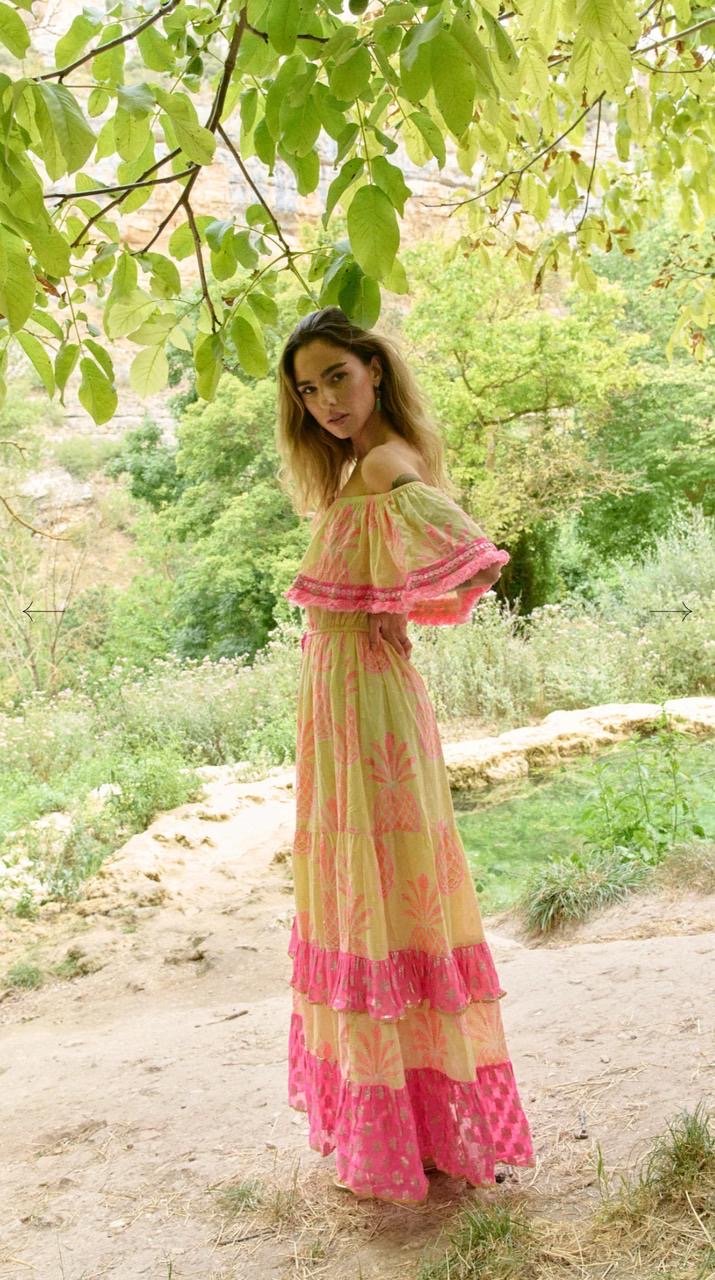 Pineapple Lemon Long Dress