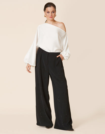 One-Shoulder Silk Top